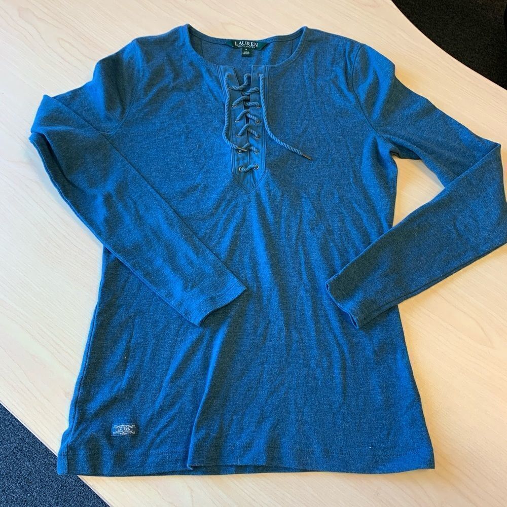 Lauren Ralph Lauren Lace Up T-shirt sz S